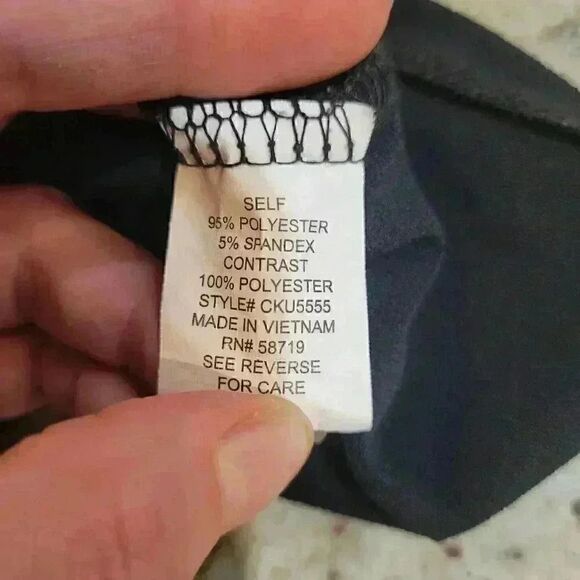 NY Collection Women's Black Poly/Spandex Knit Lace Half Length Sleeve Top EUC - Picture 7 of 12